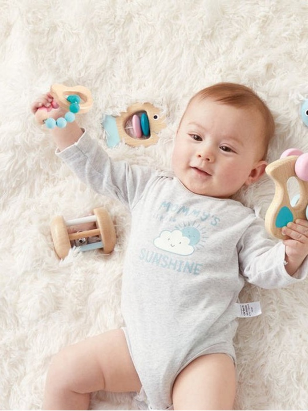 Hape 5-Piece Wooden Baby Sensory Rattle & Teether Toy Set
